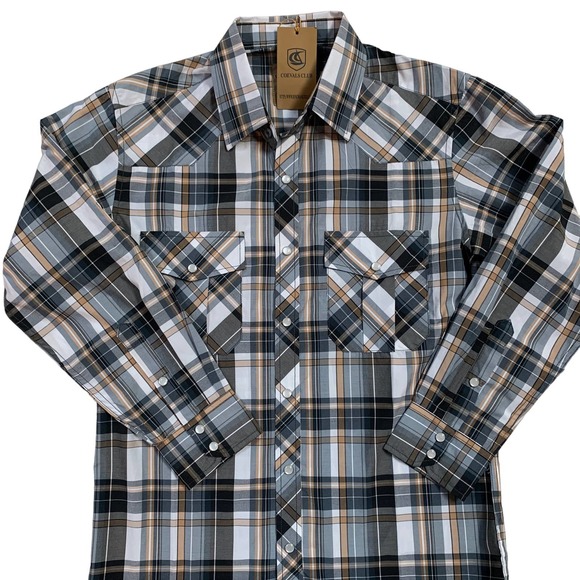NWT COEVALS Club Pearl Snap Plaid Shirt Size Small - Picture 2 of 7